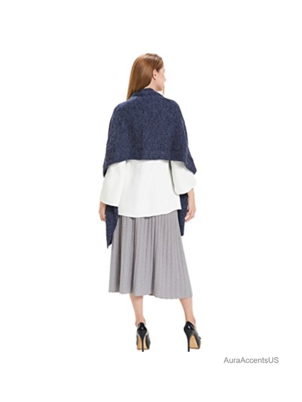 Women's Soft Pashmina Shawl Wrap Acrylic Nylon Scarf with Pockets Oversized - Picture 4 of 6